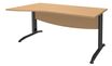 Bureau droit IDRA - Vague à gauche - L160 cm - Pieds anthracite - Plateau imitation Hêtre