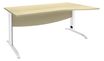 Bureau droit IDRA - Vague à droite - L160 cm - Pieds blancs - plateau imitation Erable