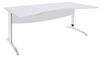 Bureau double vague symétrique IDRA - L180 cm - Pieds blanc - plateau Blanc perle