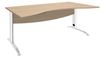 Bureau double vague symétrique IDRA - L180 cm - Pieds blanc - plateau imitation Chêne clair