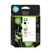 HP 62 - Pack de 2 - noir, couleur (cyan, magenta, jaune) - cartouche d'encre originale