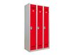 Vestiaire Industrie Propre - 3 portes - 180 x 90 x 50 cm - gris/rouge