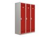 Vestiaire Industrie Salissante - 3 portes - 180 x 120 x 50 cm - gris/rouge