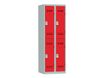 Vestiaire multicases - 2 colonnes - 4 portes - 180 x 60 x 50 cm - gris/rouge
