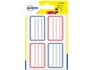 Avery - 24 Étiquettes scolaires blanches lignées bleu/rouge - 36 x 56 mm