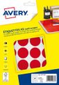 Avery - Etui A5 - 240 Pastilles adhésives - rouge - diamètre 30 mm