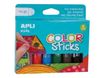 APLI kids COLOR Sticks - 6 tubes de gouache - tempéra - noir, rouge, bleu, jaune, marron, vert olive