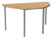 Table de réunion Demi-lune - 140 x 70 cm - Pieds carrés aluminium - imitation hêtre