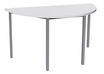 Table de réunion Demi-lune - 140 x 70 cm - Pieds carrés aluminium - Blanc perle