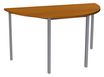 Table de réunion Demi-lune - 160 x 80 cm - Pieds aluminium - imitation merisier