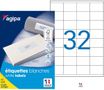 Apli Agipa - 3200 Étiquettes adhésives blanches multi-usages - 51 x 33,8 mm - coins droits - réf 100634