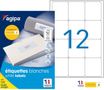 Apli Agipa - 1200 Étiquettes adhésives blanches multi-usages - 63,5 x 72 mm - coins arrondis - réf 100983