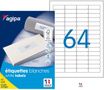 Apli Agipa - 6400 Étiquettes adhésives blanches multi-usages - 45,7 x 16,9 mm - coins arrondis - réf 102202