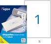 Apli Agipa - 100 Étiquettes adhésives blanches multi-usages - 199,6 x 289,1 mm - coins arrondis - réf 118989