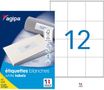 Apli Agipa - 1200 Étiquettes adhésives blanches multi-usages - 70 x 67,7 mm - coins droits - réf 118997