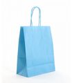 Logistipack - 50 Sacs cadeau kraft - poignées torsadées - 35 cm x 14 cm x 40 cm - turquoise