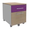 Caisson mobile INEO JET UP Bureau Vallée - L43 x H56 x P60 cm - 2 Tiroirs dont 1 dossier suspendu - façade imitation chêne clair et violine