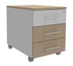 Caisson mobile INEO JET UP Bureau Vallée - L43 x H56 x P60 cm - 3 Tiroirs - façade imitation chêne clair et blanc