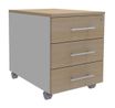 Caisson mobile INEO JET UP Bureau Vallée - L43 x H56 x P60 cm - 3 Tiroirs - façade imitation chêne clair