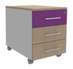 Caisson mobile INEO JET UP Bureau Vallée - L43 x H56 x P60 cm - 3 Tiroirs - façade imitation chêne clair et violine