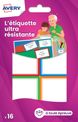 Avery - 16 Étiquettes ultra résistantes couleurs assorties - 44 x 64 mm