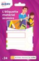 Avery - 24 Étiquettes plastifiées multi-usages blanches avec bordure fluo verte, bleue, jaune et rouge - 63 x 16 / 63 x 8 / Ø 25 mm
