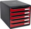 Exacompta BigBox Plus - Module de classement 5 tiroirs - noir/rouge