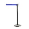 INOVSHOP - Poteau de guidage chromé avec sangle rétractable bleue