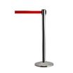 INOVSHOP - Poteau de guidage chromé avec sangle rétractable rouge