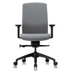 Fauteuil de bureau - CHARLIE - coque noire et tissu gris - accoudoirs réglables