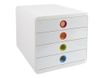 Exacompta PopBox - Module de classement 4 tiroirs - blanc/arlequin