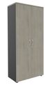 Armoire haute IDRA/DUAL - H180 x L80 x P47 - 2 portes - Corps anthracite - Portes et dessus imitation chêne gris