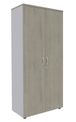 Armoire haute IDRA/DUAL - H180 x L80 x P47 - 2 portes - Corps alu - Portes et dessus imitation chêne gris
