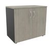 Armoire basse IDRA/DUAL - H72 x L80 x P47 - 2 portes - Corps anthracite - Dessus et portes imitation Chêne gris