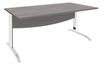 Bureau droit IDRA - L120 cm - Pieds blanc - plateau imitation Chêne gris