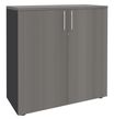 Armoire mi-haute IDRA/DUAL -  L80 x H102 x P47 - 2 portes - 2 tablettes métal DS - Corps anthracite - Portes et dessus Chêne gris