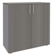 Armoire mi-haute IDRA/DUAL -  L80 x H102 x P47 - 2 portes - 2 tablettes métal DS - Corps alu - Portes et dessus Chêne gris