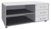 Console mobile EXPRIM/LOFTER/LEVEL - L120 x H63 x P60 cm - 3 tiroirs - coté aluminium - finition façade et dessus Blanc perle
