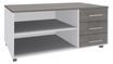 Console mobile EXPRIM/LOFTER/LEVEL - L120 x H63 x P60 cm - 3 tiroirs - coté Blanc - finition façade et dessus imitation Chêne gris