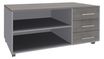 Console mobile EXPRIM/LOFTER/LEVEL - L120 x H63 x P60 cm - 3 tiroirs - coté aluminium - finition façade et dessus imitation Chêne gris