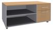 Console mobile EXPRIM/LOFTER/LEVEL - L120 x H63 x P60 cm - 2 tiroirs dont 1 DS - coté aluminium - finition façade et dessus imitation Hêtre