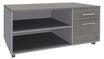 Console mobile EXPRIM/LOFTER/LEVEL - L120 x H63 x P60 cm - 2 tiroirs dont 1 DS - coté aluminium - finition façade et dessus imitation Chêne gris