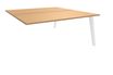 Bureau double STEELY - L120 cm - Double face Suivant - Pieds blanc - plateau imitation Hêtre