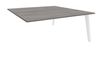 Bureau double STEELY - L140 cm - Double face Suivant - Pieds blanc - plateau imitation Chêne gris