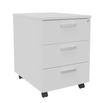 Caisson mobile LEVEL/STEELY/WOODY- L43 x H56 x P60 cm - 3 tiroirs - Blanc perle