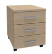 Caisson mobile LEVEL/STEELY/WOODY - L43 x H56 x P60 cm - 3 tiroirs - imitation Chêne clair