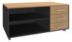 Console mobile LEVEL/STEELY/WOODY- L120 x H63 x P60 cm - 3 tiroirs - coté anthracite - finition façade et dessus imitation Hêtre