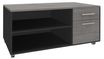 Console mobile LEVEL/STEELY/WOODY- L120 x H63 x P60 cm - 2 tiroirs dont 1 DS - coté anthracite - finition façade et dessus imitation Chêne gris