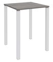Table Lounge - L80xH105xP80 cm - 4 Pieds blanc - plateau imitation chêne gris
