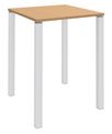 Table Lounge - L80xH105xP80 cm - 4 Pieds blanc - plateau imitation hêtre
